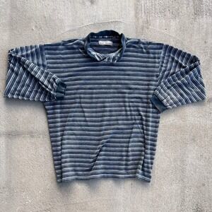 VTG Chereskin Striped Velour Long Sleeve Polo‎ Mens Size Large